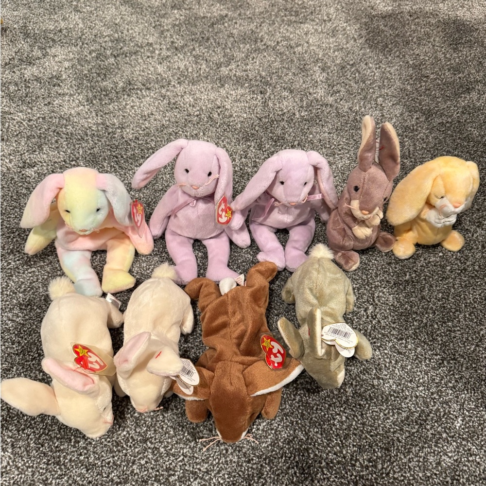 Ty Beanie Babies Pastel and Neutral Bunnies